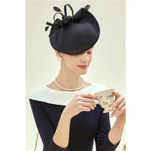Fascinators Tea Party Hats Headband Black main image 2